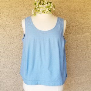 Vintage ERIKA Woman Light Blue Linen Blend Boxy Tank Top Size 2X ✨HP✨